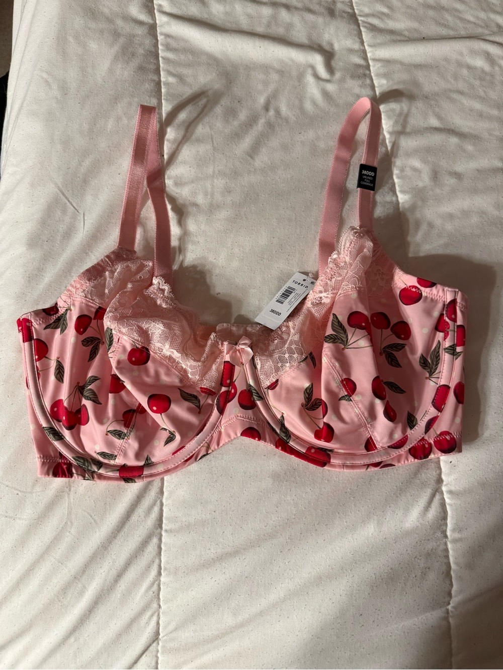 torrid Pink Cherry-Print Lace Underwire Bra